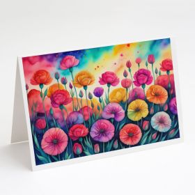 Carnations in Color Greeting Cards Pack of 8 Blank Cards with Envelopes Whimsical A7 Size 5x7 Blank Note Cards