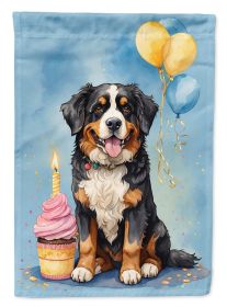 Bernese Mountain Dog Happy Birthday House Flag Large Porch Sleeve Pole Decorative Outside Yard Banner Artwork Wall Hanging, Polyester, House Size