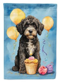 Portuguese Water Dog Happy Birthday House Flag Large Porch Sleeve Pole Decorative Outside Yard Banner Artwork Wall Hanging, Polyester, House Size