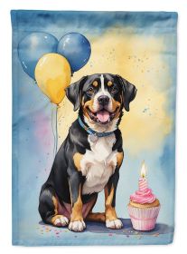 Entlebucher Mountain Dog Happy Birthday House Flag Large Porch Sleeve Pole Decorative Outside Yard Banner Artwork Wall Hanging, Polyester, House