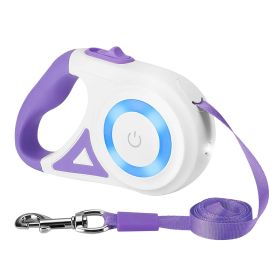 16FT Retractable Dog Leash Extendable Pet Leash Dog Walking Leash with Flashlight RGB Light 2 Rolls of Waste Bags Dispenser Fit for 66-110lbs (Color: Purple, size: One size)