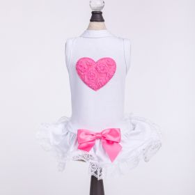 Puff Heart Lace Dog Dress (Color: Hot Pink, size: SM)