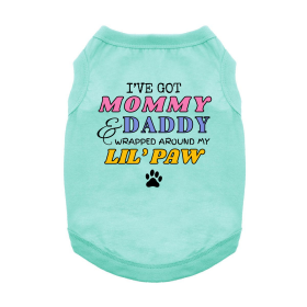 Wrapped Around My Lil Paw Dog Shirt (Color: Teal, size: 2X-Large)