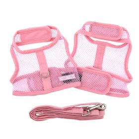 Cool Mesh Dog Harness with Leash (Color: Solid Pink, size: large)