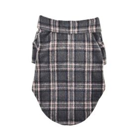 Flannel Dog Shirt (Color: Dark Gray and Pink Plaid, size: X-Small)